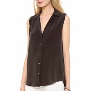 Equipment femme  Dark Brown Sleeveless Blouse